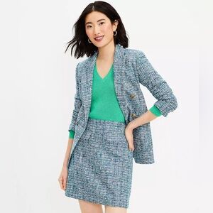 LOFT Tweed Double Breasted Blazer (size 8) and Skirt (size 14)